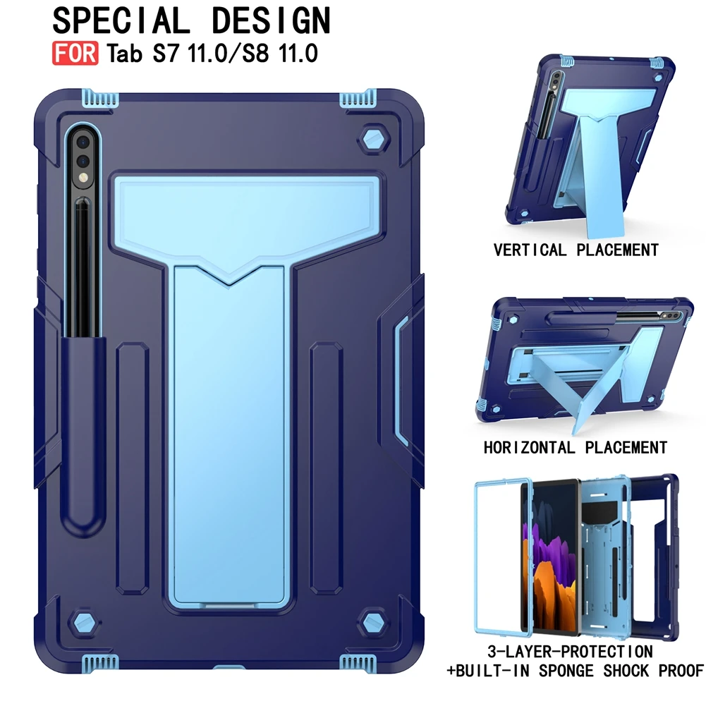 

For Samsung Galaxy Tab S8 S7 Cover 11.0" Full body Heavy Shonck Proof tablets Case For SM-X700 X706 T870 T875 T876 Capas Fundas