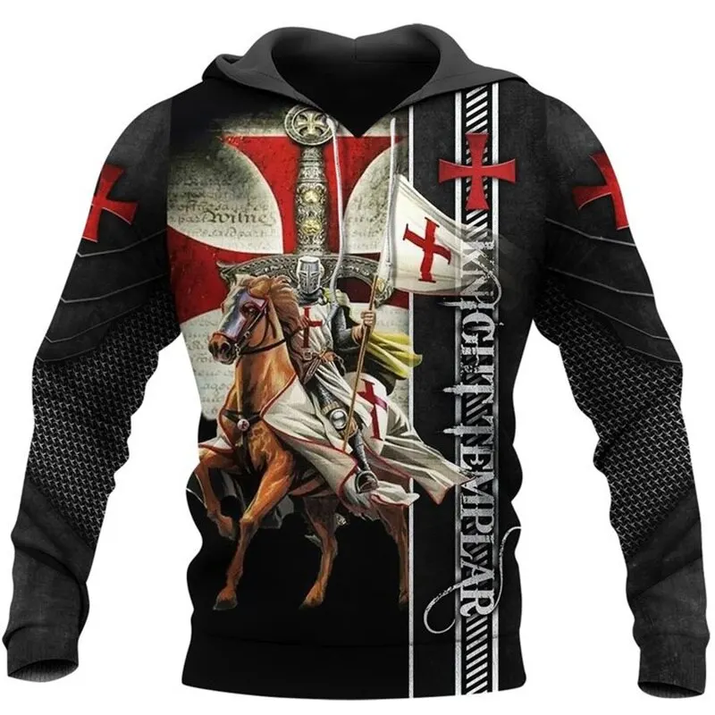 

Men's Hoodie Harajuku Men's/Ladies Hoodie Knight 3D Printing Knight Medieval Armor Templar Sweatshirt Casual Pullover