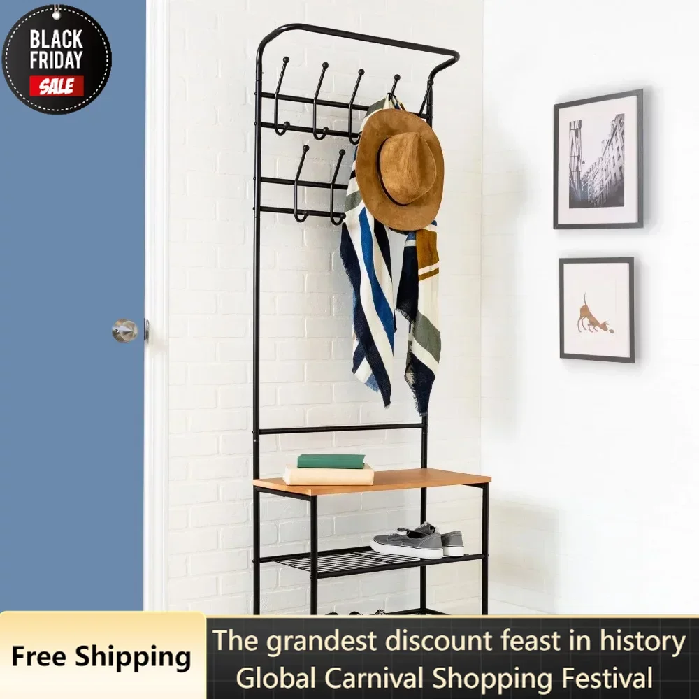 

Standing Coat Rack Coat Rack And Shoe Organizer Shelf Free Shipping Hanger Black Racks Living Room Furniture Home