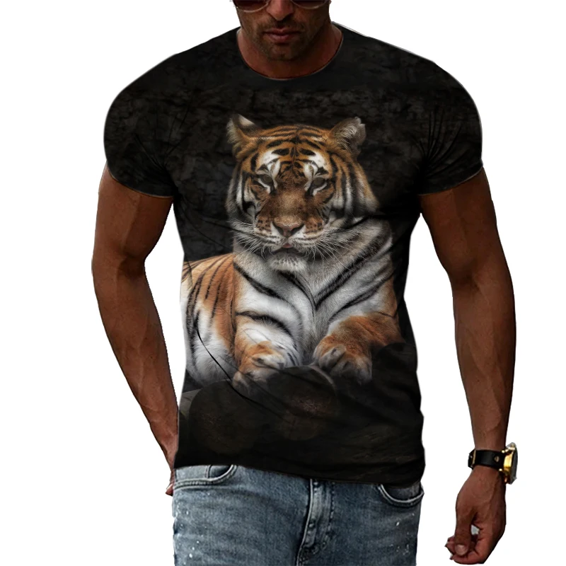 

2022 Animal Tiger Graphic T Shirts For Men Summer Fashion Casual Hip Hop Harajuku Style T-shirt