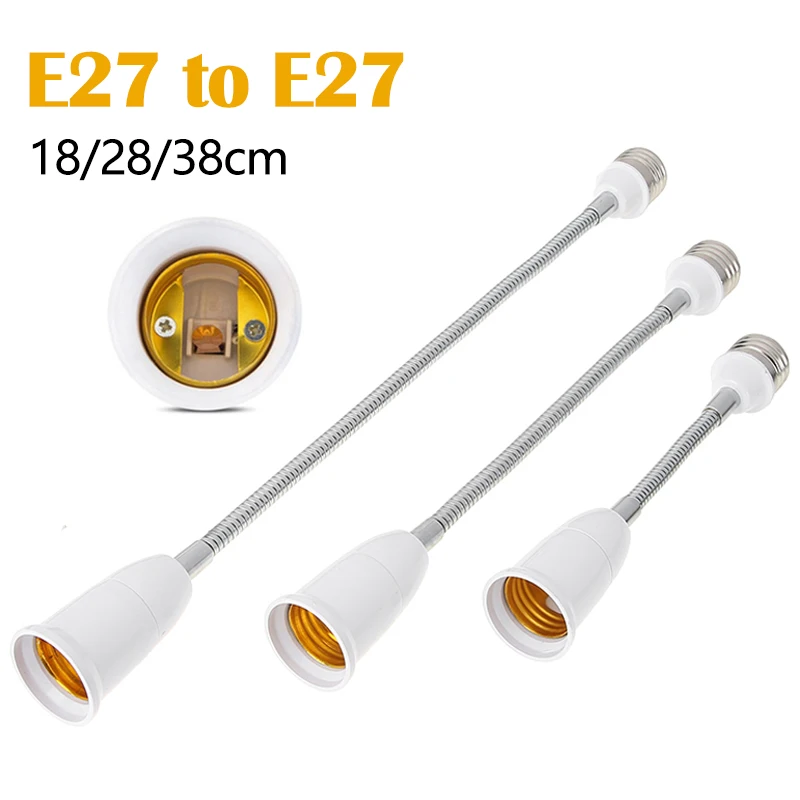 

18/28/38cm Flexible E27 to E27 LED Lamp Base Bulb Socket Extender Extension Light Holder Converter Lighting Holder Extender