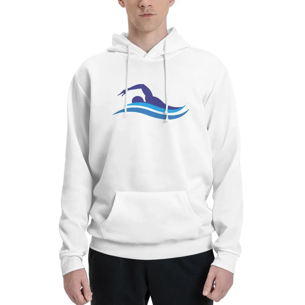 

Couples Plus Velvet Hooded Sweater Novelty Swimmer Word Swimmer Swim Graphic Vintage beautiful Hooded rope Hoodie High quality