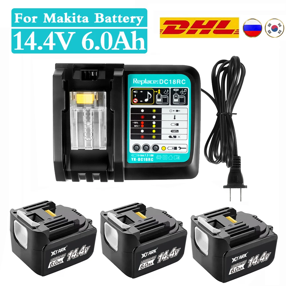 

Сменный литий-ионный аккумулятор BL1460 14,4 В 12000 мАч для Makita BL1430 BL1440 LXT200 BDF340 TD131D с фотоэлементами, аккумуляторы для электроинструментов