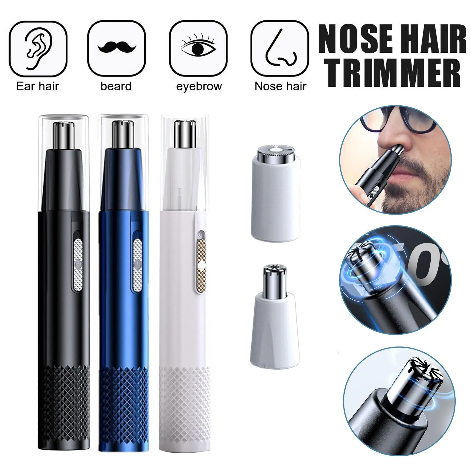Electric Nose Ear Hair Trimmer for Men USB Charging Nose Hair Removal Epilator Eyebrow Beard Depilation trymer do nosa images - 6