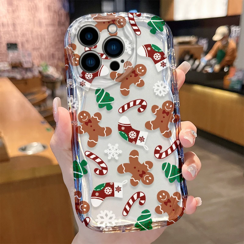 Christmas Pattern 3D Wave Case For iPhone 16 15 14 13 12 11 Pro Max Mini X XR XSMAX 8 7 6S Plus Soft Silicone Cover