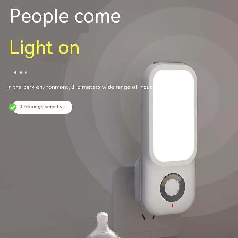

LED Induction Night Light Intelligent Wireless Charging Plug-In Aisle Corridor Night Bedroom Night Light with Flashlight