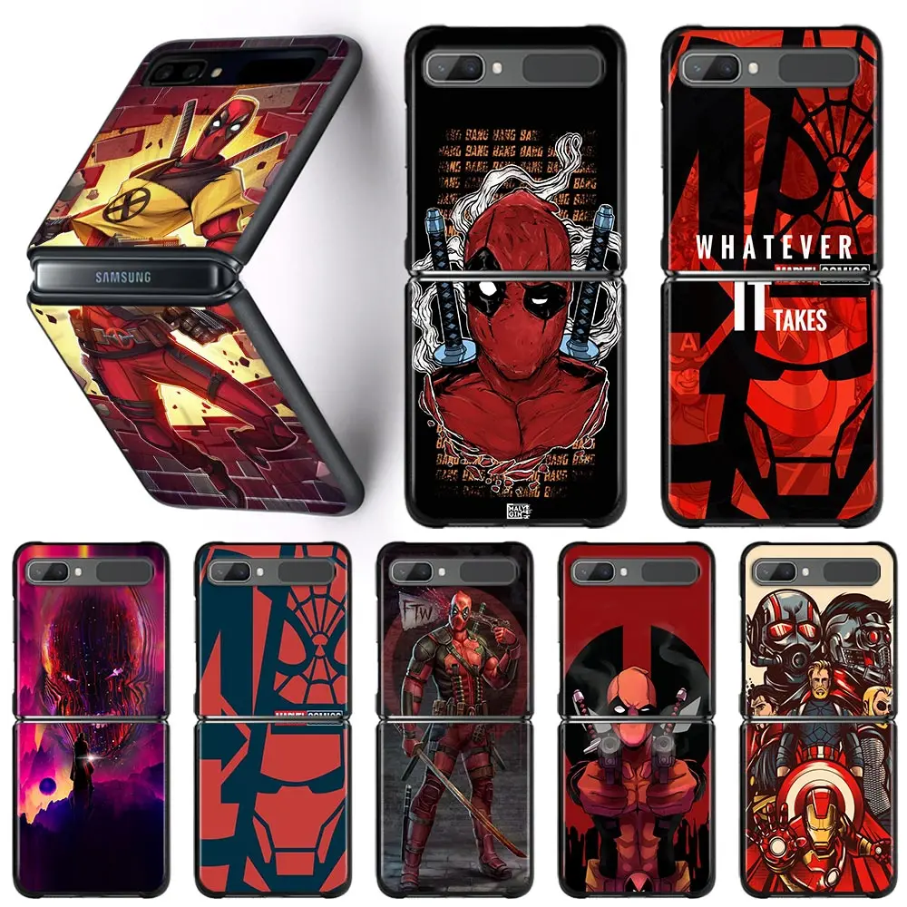 

Best Folding phone Case For Samsung Galaxy Z Flip Z Flip 3 5G Black Hard Cover Protectiwe Fundas Avengers Marvel Deadpool