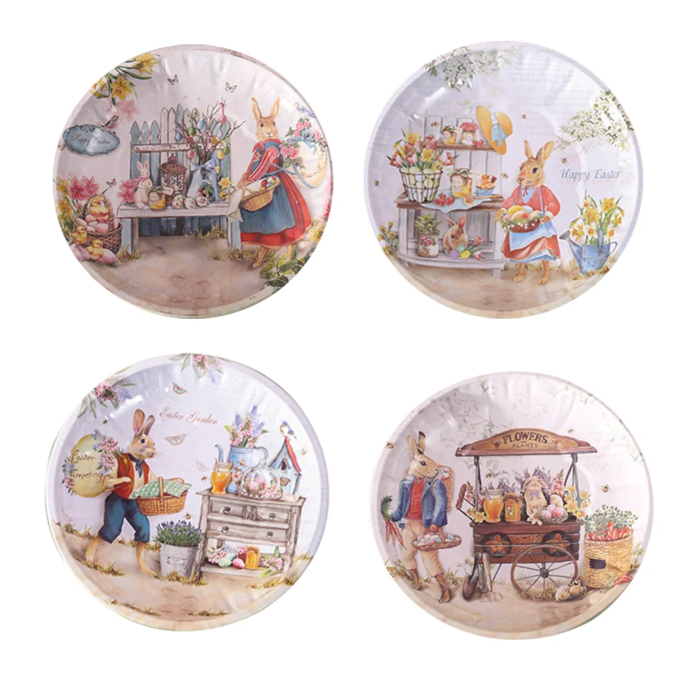 

4 Pcs Ring Tray Jewelry Bracelets Earrings Tray Round Basket Rings Trays Dessert Trays Metal Dishes Pudding Easter Bunny