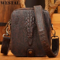 westal mens over the shoulder bag leather croco designer cowhide leather bag man purse small mens crossbody bags for gift 6030
