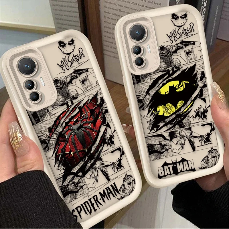 Чехол Marvel Batman Spider Man для Xiaomi 14T 13T 12T 11T 13 12 11 Lite 5G NE POCO X6 X5 F6 F5 F3 X4 GT X3 NFC M5S C65 M6 Pro 4G