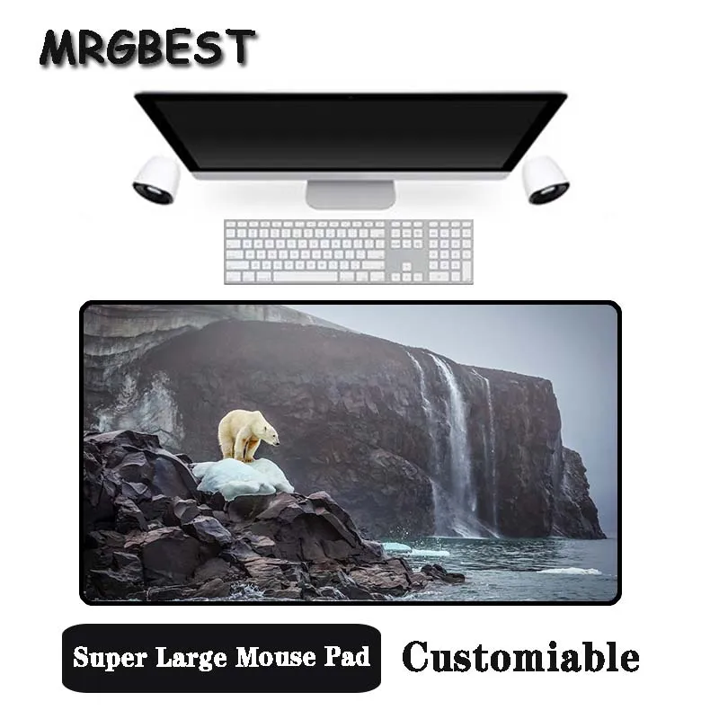 

MRGBEST Big Promotion Large Size Multi-size Locked Mouse Pad Polar bear landscape animal Pattern PC Computer Notebook Desk Mat