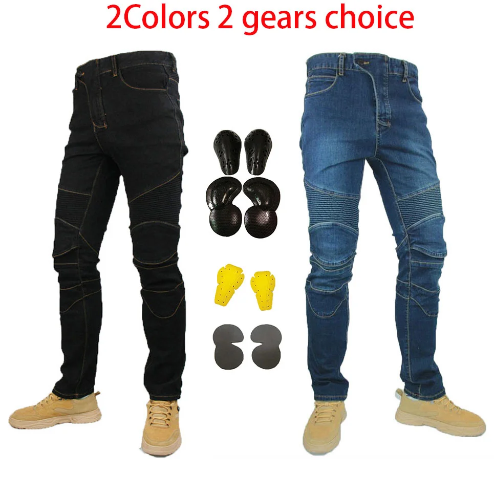 

Brand New 4 Season Motorcycle Leisure Motocross Pants Outdoor Riding Jeans With Obscure Protective Equipment Knee Gear Hip Pads