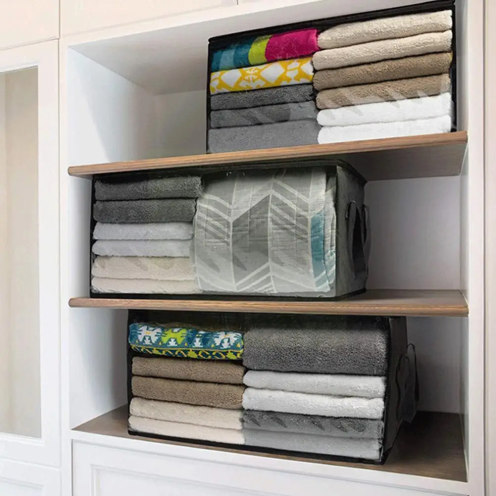 

Home Quilt Clothes Storage Boxs Large Capacity Foldable Box Organizer Non-woven House Portable Wardrobe Bag Tidy Move Packi M0q3