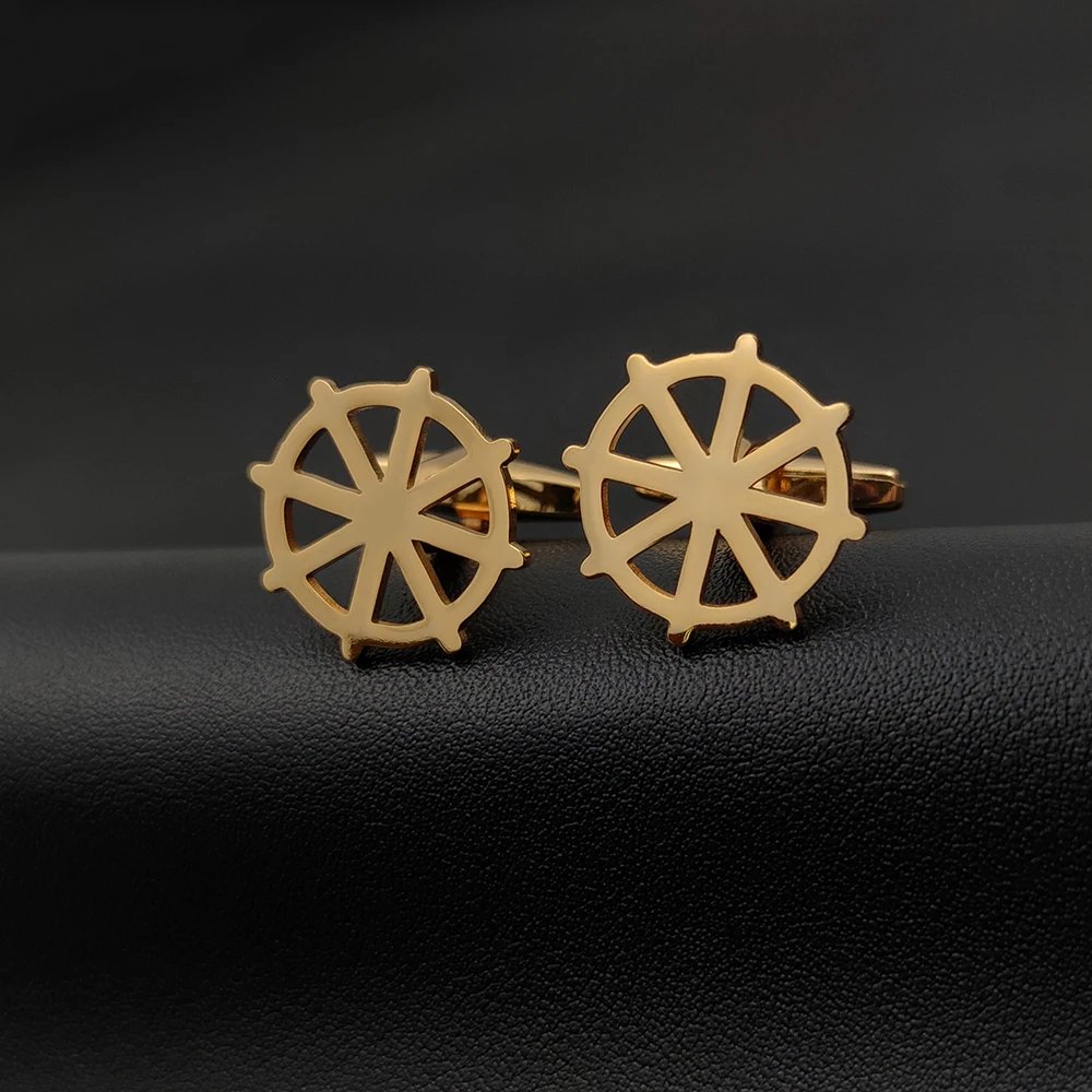 

Золотые запонки с изображением еврейских колес для мужчин, верный Амулет из нержавеющей стали, ювелирные изделия, подарки для иудаизма, свадьбы, отца, оптовая продажа