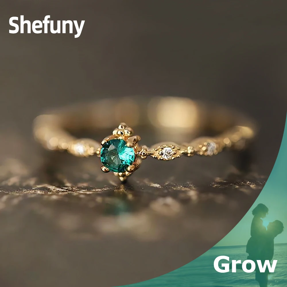 

Shefuny 925 Sterling Silver Infinity Symbol Adjustable Finger Rings Emerald Zirconia Rings For Women Fine Jewelry Birthday Gift