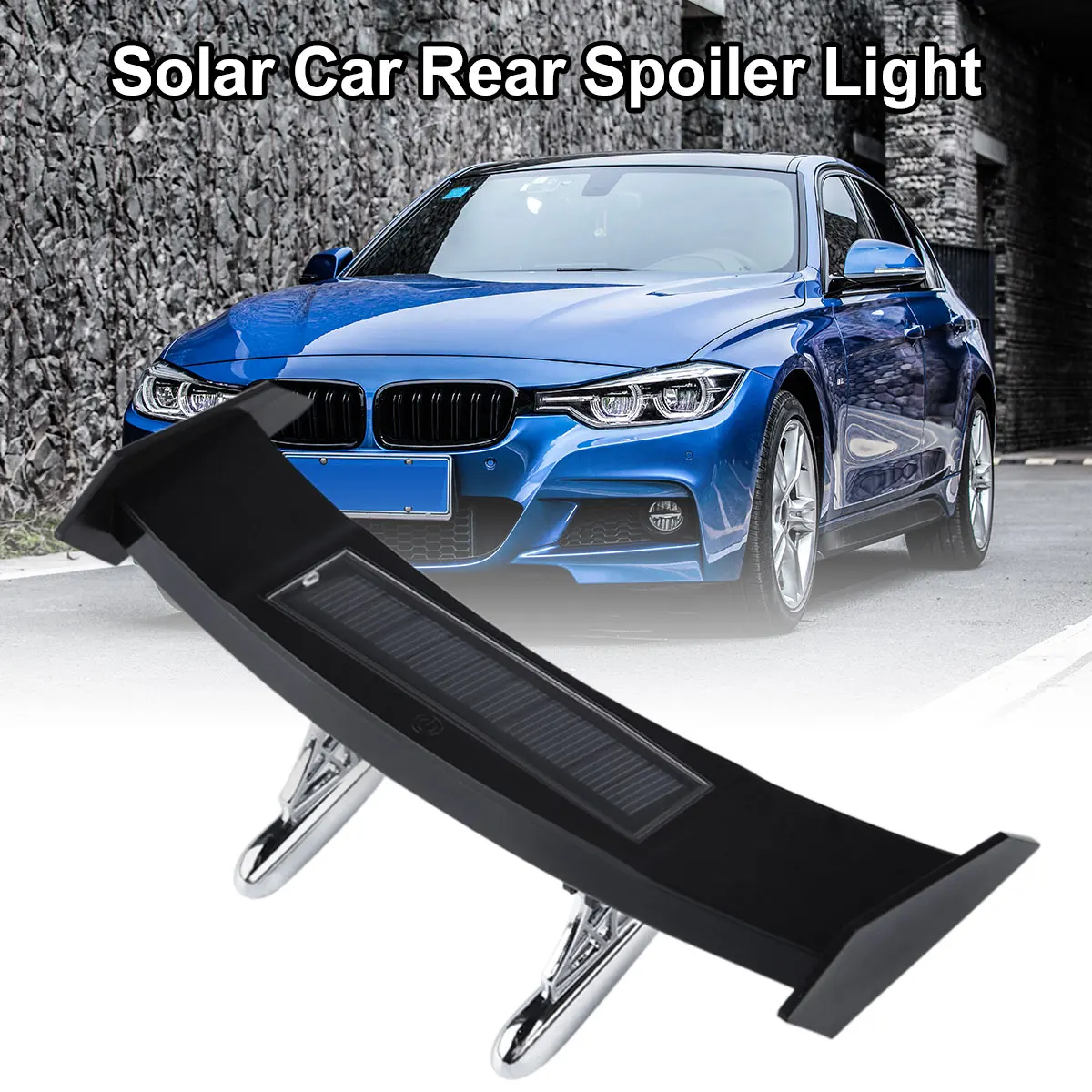 

Hot Solar Car Rear Spoiler Light 3W Universal LED Flashing Warning Light Waterproof Night Warning Light Adjustable Car Trunk