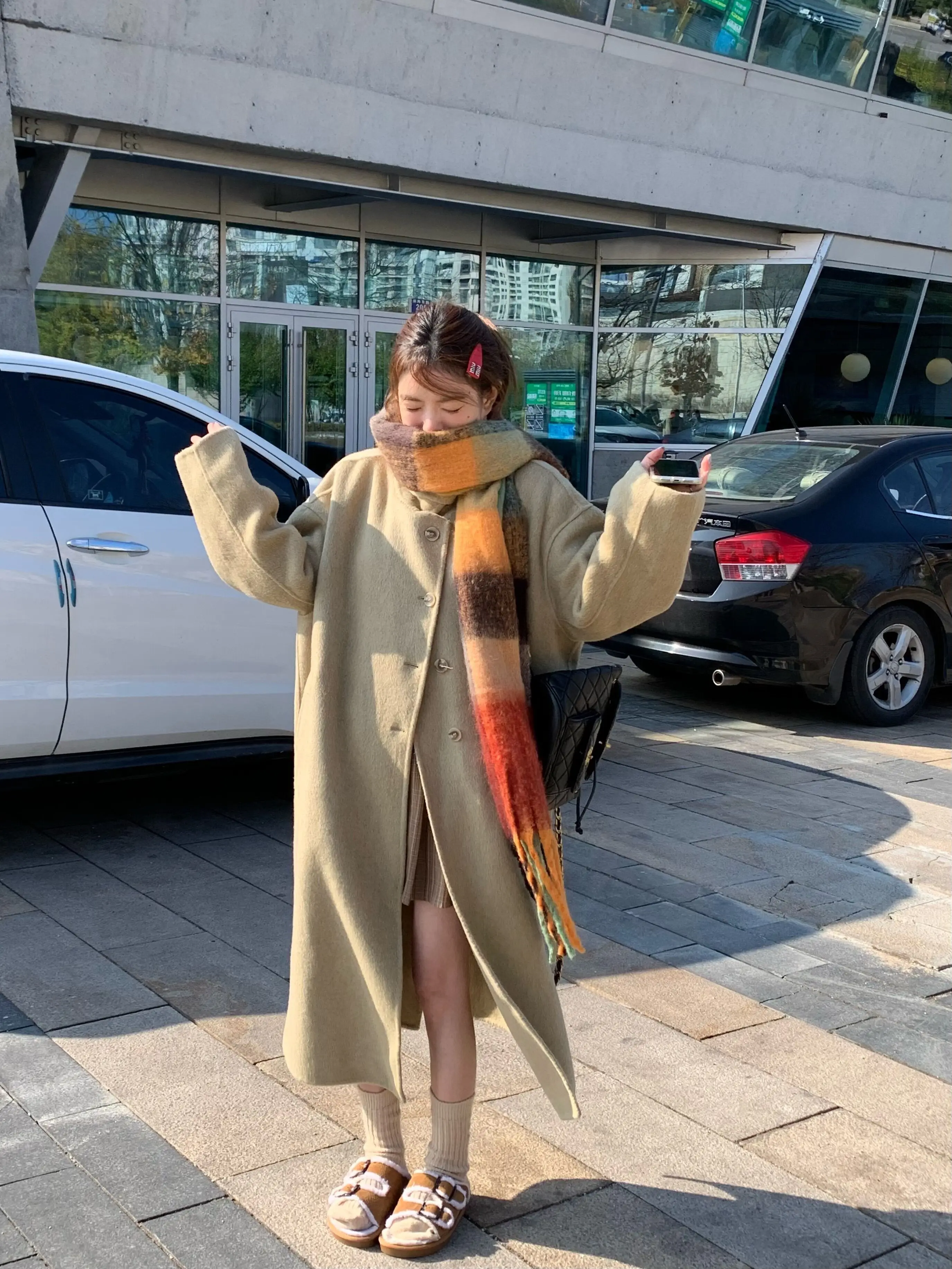 High-End Stand Collar Single-Breasted Woolen Jacket Women Winter Korean Series Loose Temperament Long ...