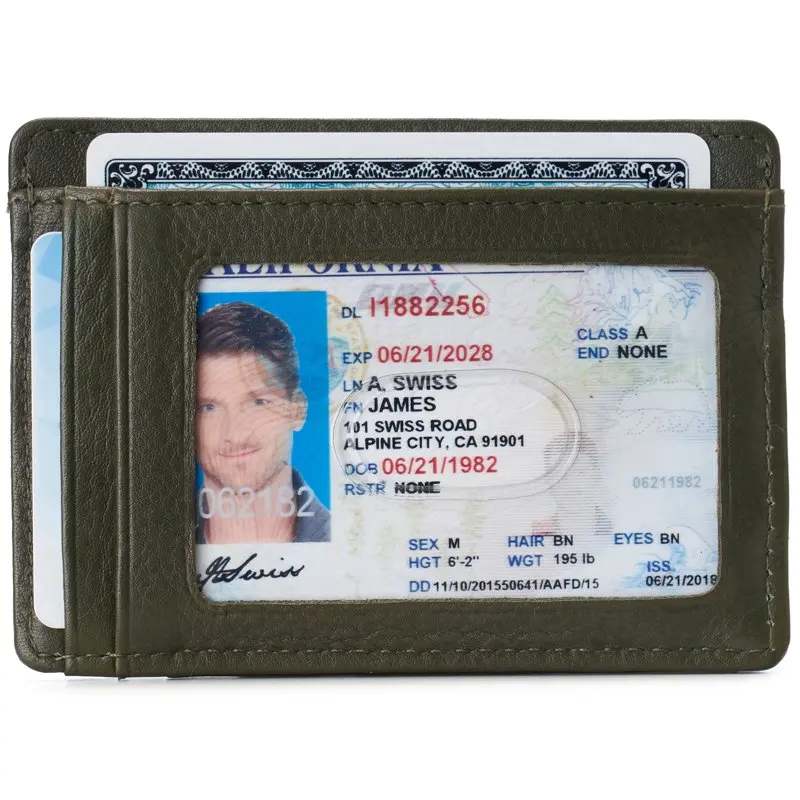 Mens RFID Money Clip  Minimalist Wallet Card Case ID Window
