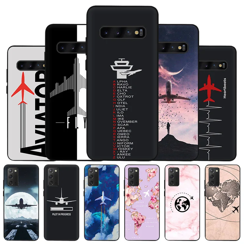 

Travel Aircraft Airplane Soft Black Phone Case for Samsung A03 A50 A70 F62 F52 A30 A20 A02 F42 F23 A40 A10 F12 F22 F41 A90 Cover