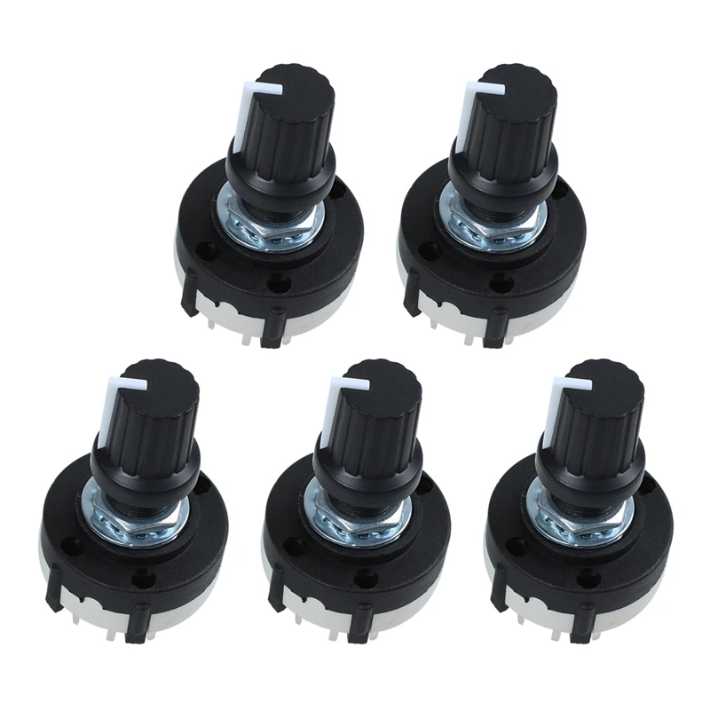 

5X 3P4T 3 Pole 4 Position Single Wafer Band Selector Rotary Switch W Knob