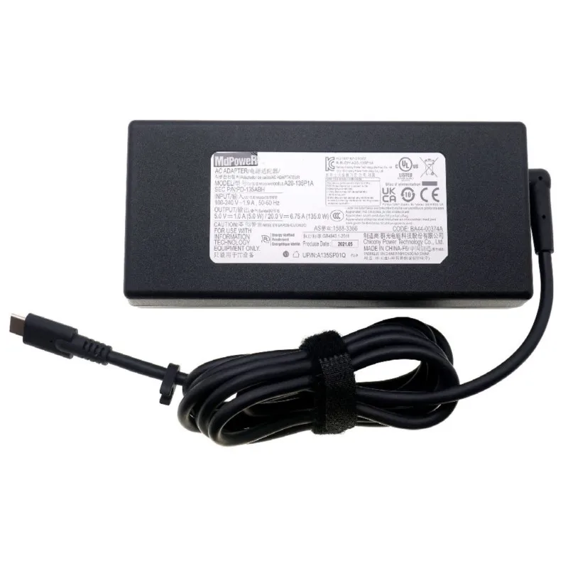 Фото Оригинальный адаптер питания A20-135P1A A21-135P1A 20V 6.75A 135W Type C AC PD-135ABH для ноутбуков SAMSUNG, зарядное устройство A135SP01Q OEM №3