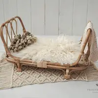 Baby Photography Props Furniture Retro Rattan Round Basket Bebe Photo Accesories Recien Newborn Girl Boy Posing Bed Background