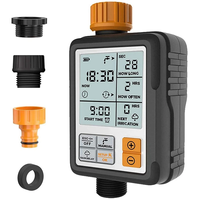 

Hose Timer, Timers For Hoses Programmable, Sprinkler Timer IP65 Waterproof, 3 Inch Screen Irrigation Timer For Garden