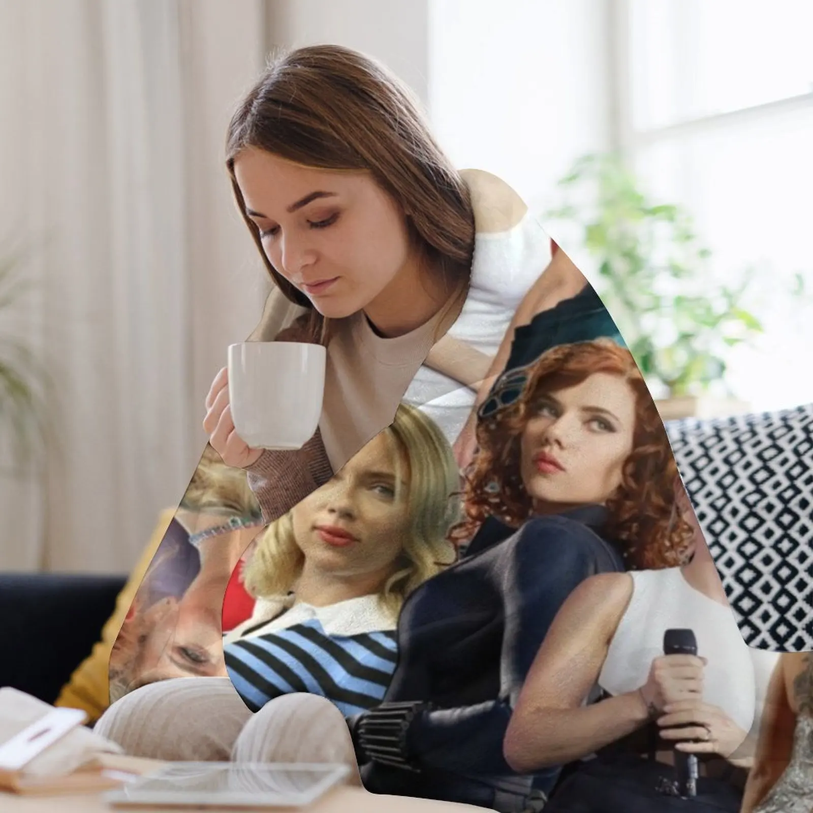 Scarlett johansson коллаж пледы ретро декоративные кровати одеяла