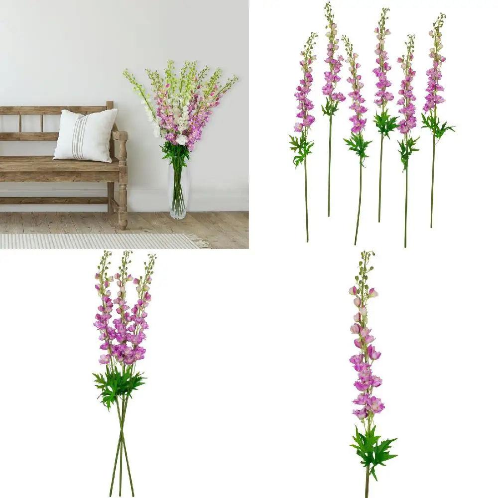 

Beautiful Magenta Pink 40" Artificial Delphinium Floral Stems - Set of 6