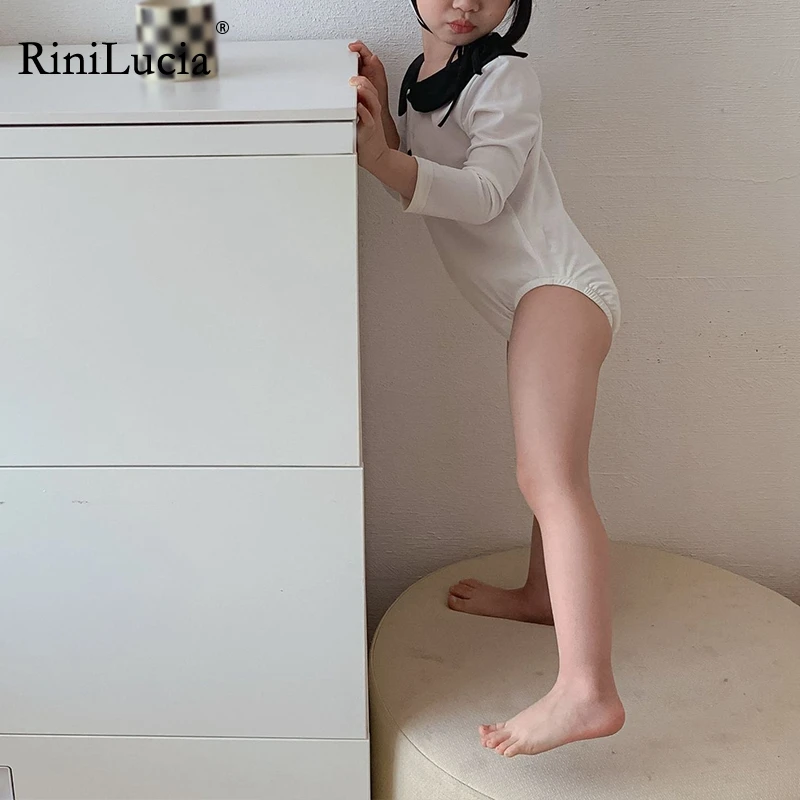 

RiniLucia Girls Swimsuit Summer Children Girls Boys One Piece White Turn Down Collar Swimwear Swimsuits Beachwear Bathing Suits