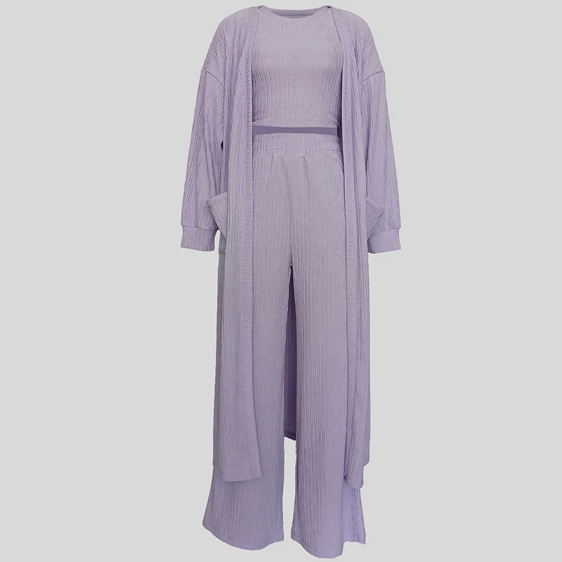 Комплект из трех предметов Женский пикантный однотонный топ с круглым вырезом