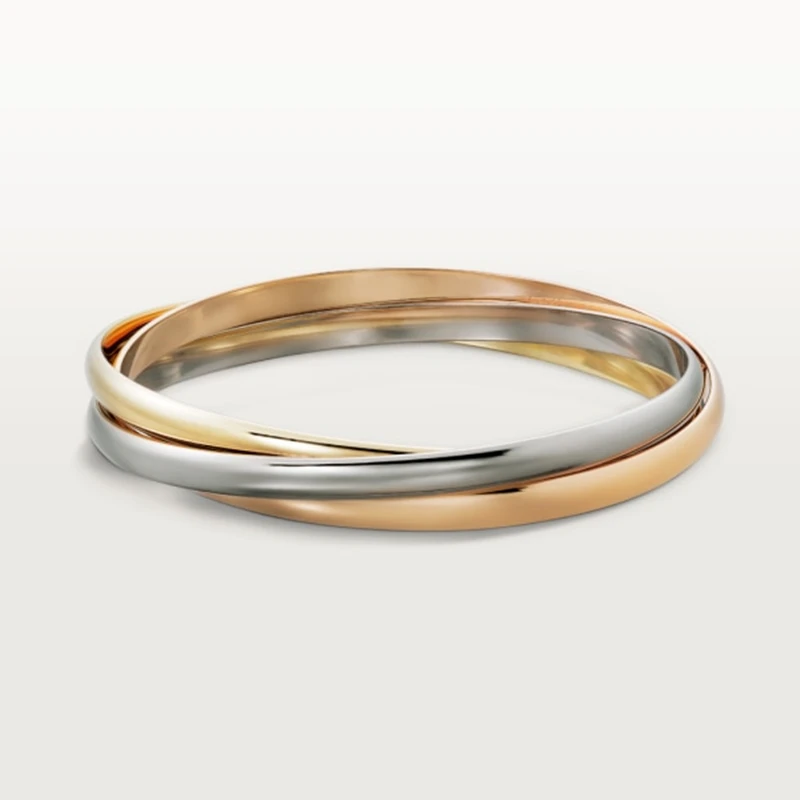 

Классический трехцветный золотистый браслет из трех колец в европейском и американском стиле парные модные брендовые ювелирные изделия с покрытием из серебра 925 пробы