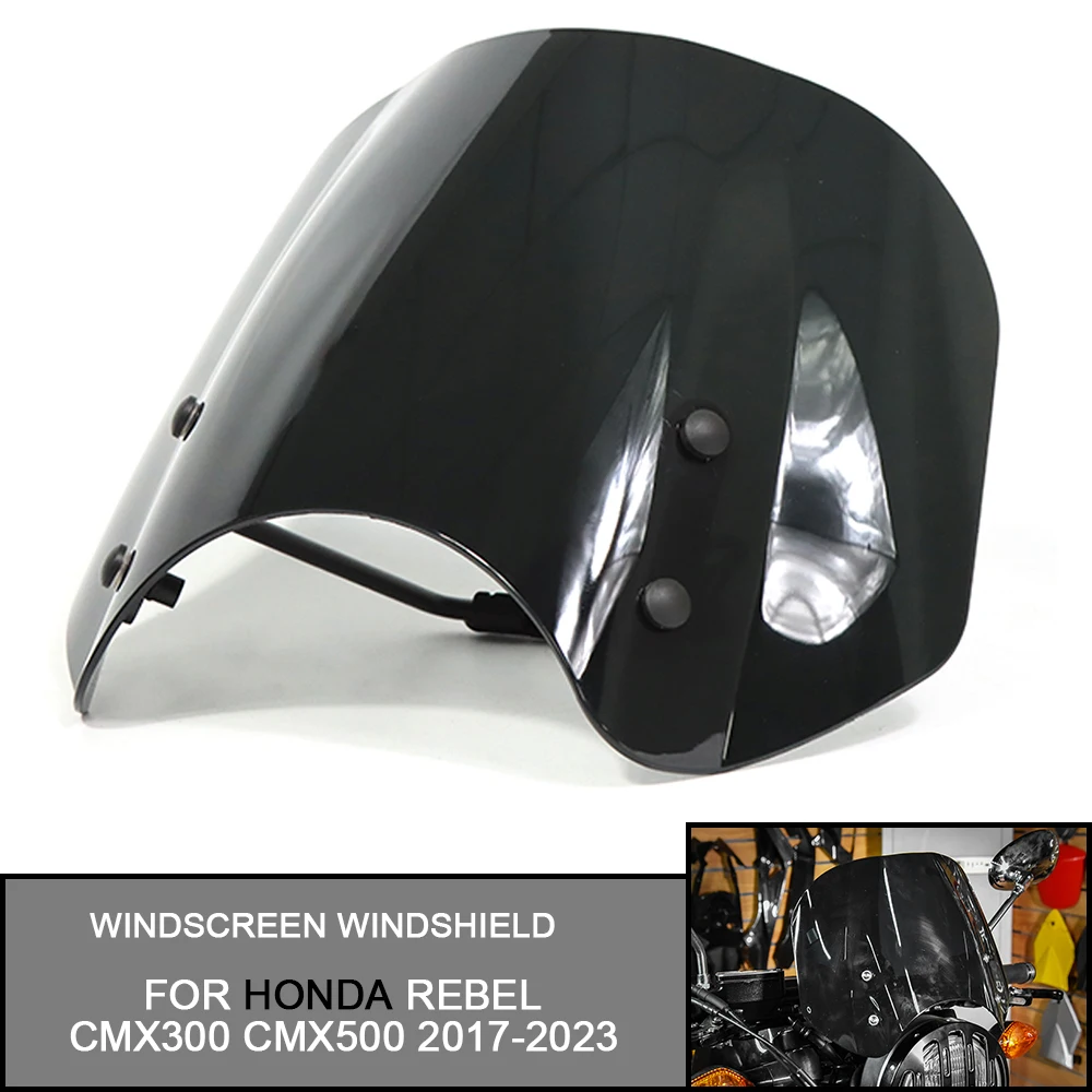 

For HONDA Rebel CMX 300 500 CMX300 CMX500 2017-2023 Front Windscreen Windshield Fly Screen Shield Wind Deflector with Bracket