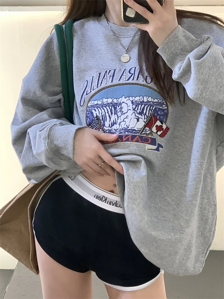 

Пуловер с надписью, плотный свитер, пуловер, одежда в стиле 1920-х, Y2k, корейская мода, повседневный Свободный свитшот, Топ с длинным рукавом