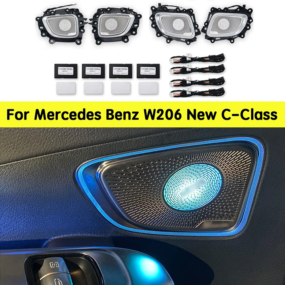 Фото Для Mercedes-Benz W206 C-Class 2022 + 64 цвета, 4-дверная светодиодная средняя накладка со светодиодной подсветкой, аксессуары для украшения автомобиля №1