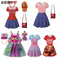 bkqu turning red costume princess dress suit charm for girls cosplay mei red carnival birthday party dress for girls costume