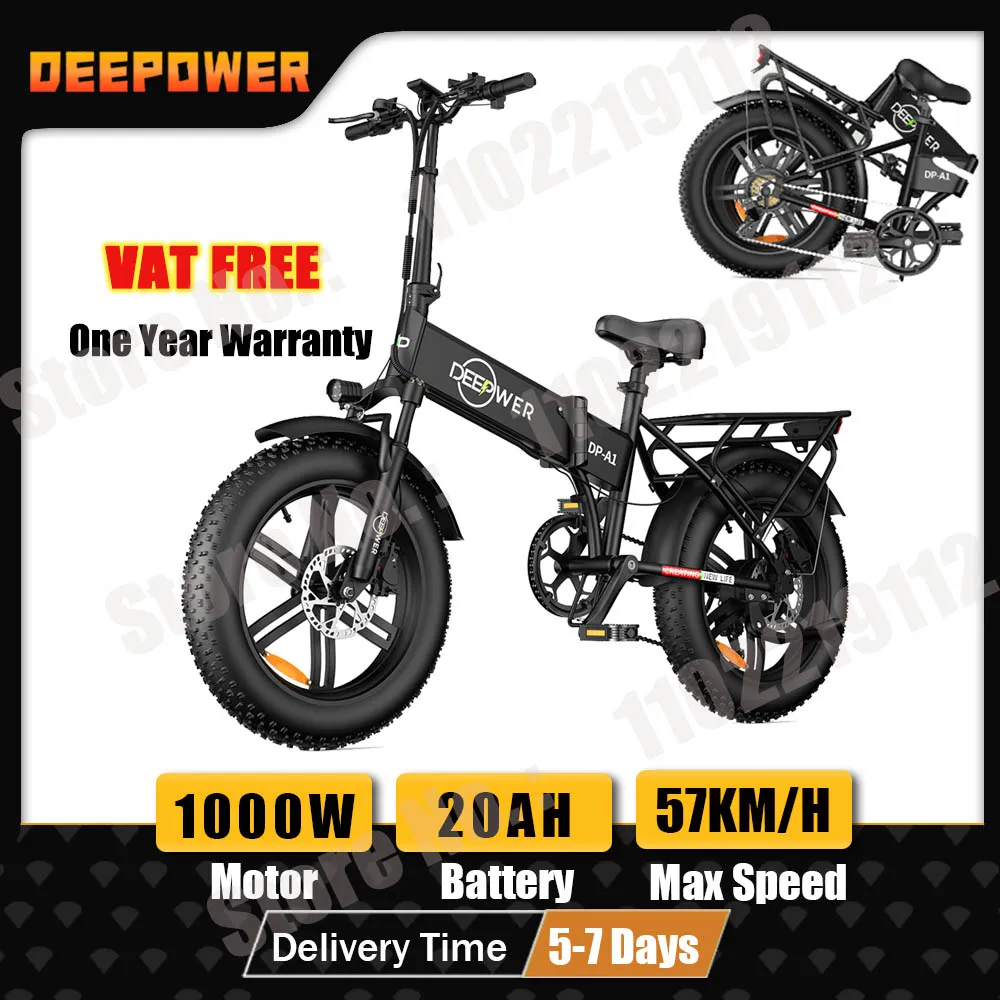 DEEPOWER 20 дюймов взрослых электрический велосипед велосипед 48V 20AH 20 дюймов толстая шина электрические E велосипеды бесплатная доставка горный Ebikes 1000W