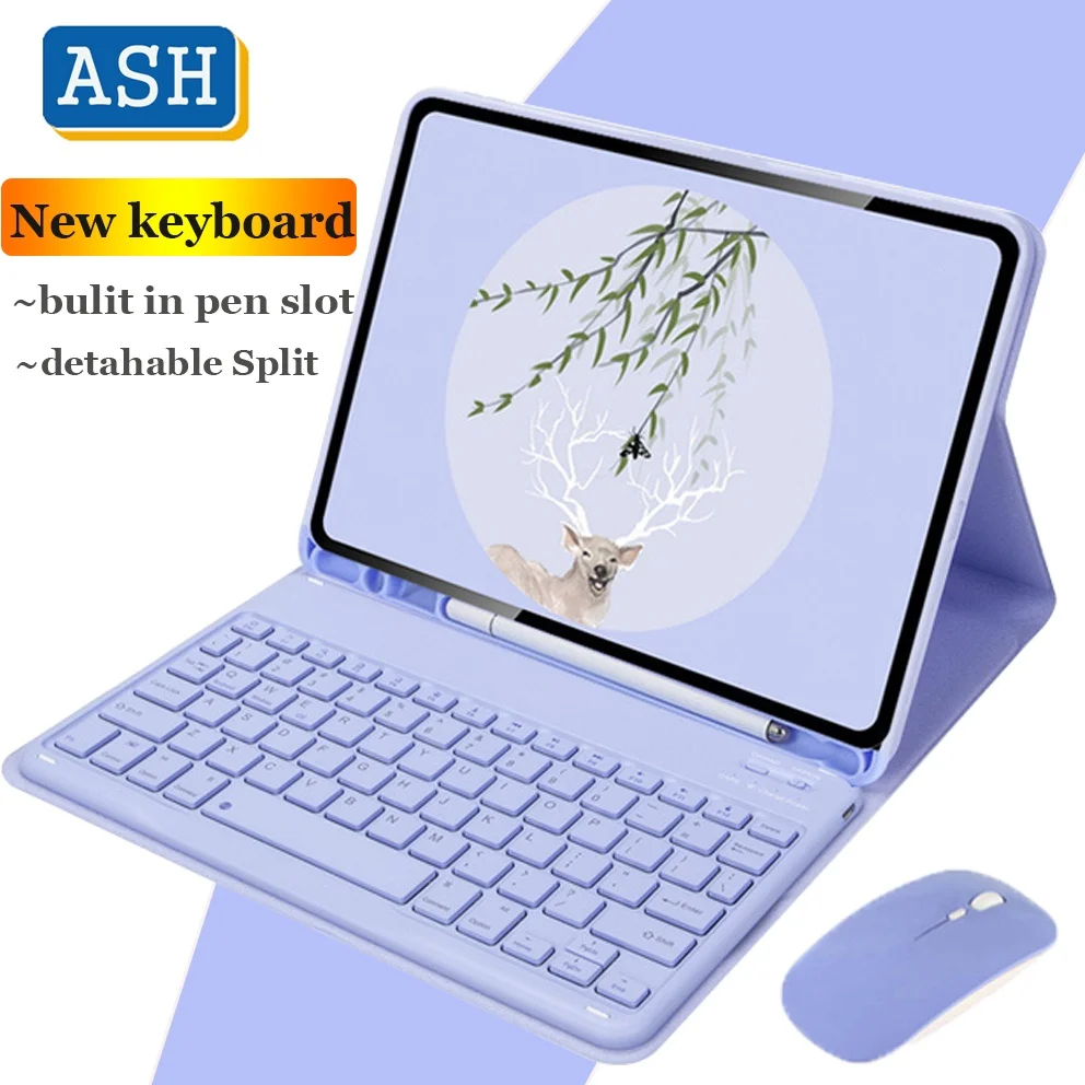 

ASH Wireless Bluetooth Keybaord Mouse Case For Samsung Galaxy Tab A8 10.5 X200 X205 A7 10.4 S6 Lite 10.4" S8 S7 11" Flip Cover