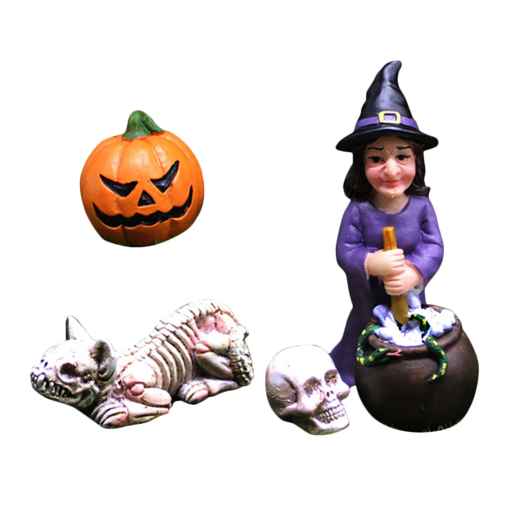 

Micro Pumpkin Decoration Landscape Ornament Figurine Decor Miniaturestatue Witch Figurines Small House Props Fall Mini Ghost