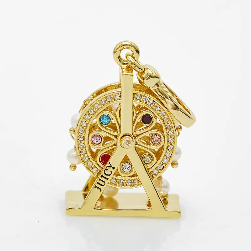 

Inlaid Colorful Crystals Crystal Pearl Tassel Ferris Wheel Pendant Movable Windmill Pendant Package Pendant Female Accessories