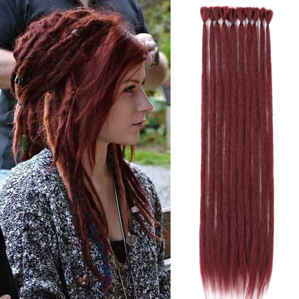 DAIRESS 24 inches Synthetic Dreadlock Extensions Thin Long Dreads Handmade Crochet Hair Reggae Hair Hip-Hop Style For Rock&Roll