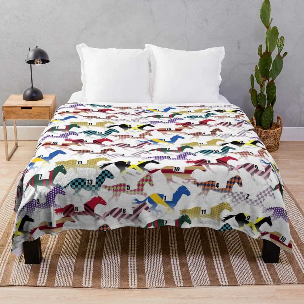 

Off to the Horse Races Jockey Silks Pattern Throw Blanket Comforter Blanket