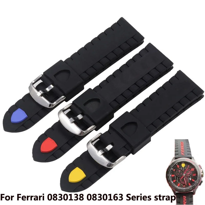 

High Quality Silicone Watch Strap Rubber Chain For Ferrari 0830138 0830163 Seiko Mido Sports rubber Men Watchband 24mm