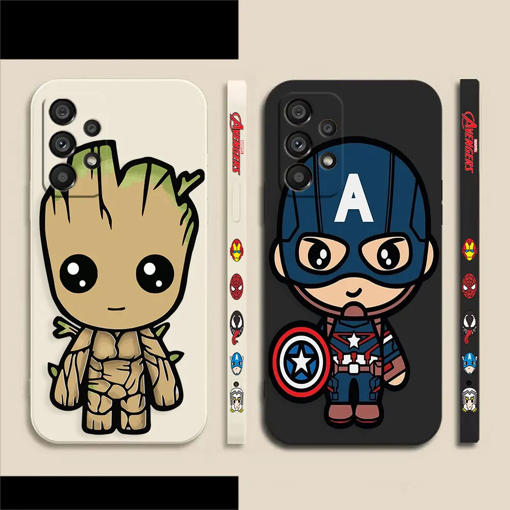 

Marvel Groot Captain America Phone Case For Samsung Galaxy A72 A71 A53 A52 A51 A42 A32 A31 A23 A22 A21S 4G 5G Colour Liquid Case