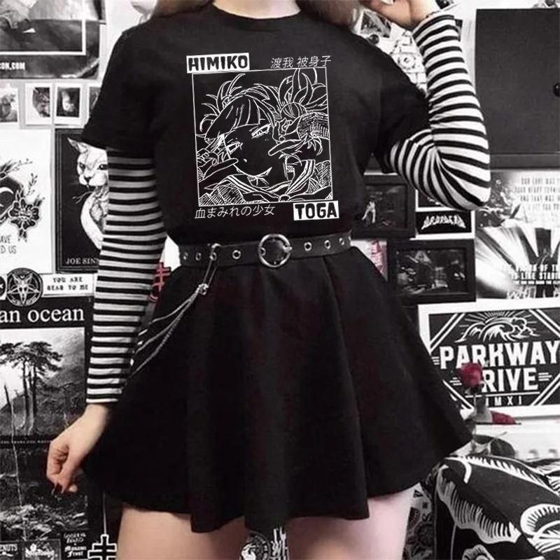 

Women's T-shirt Japanese Anime Print Short Sleeves Tees Shirt Harajuku Summer Street Style Casual Tops Unisex Oversized Tshirts