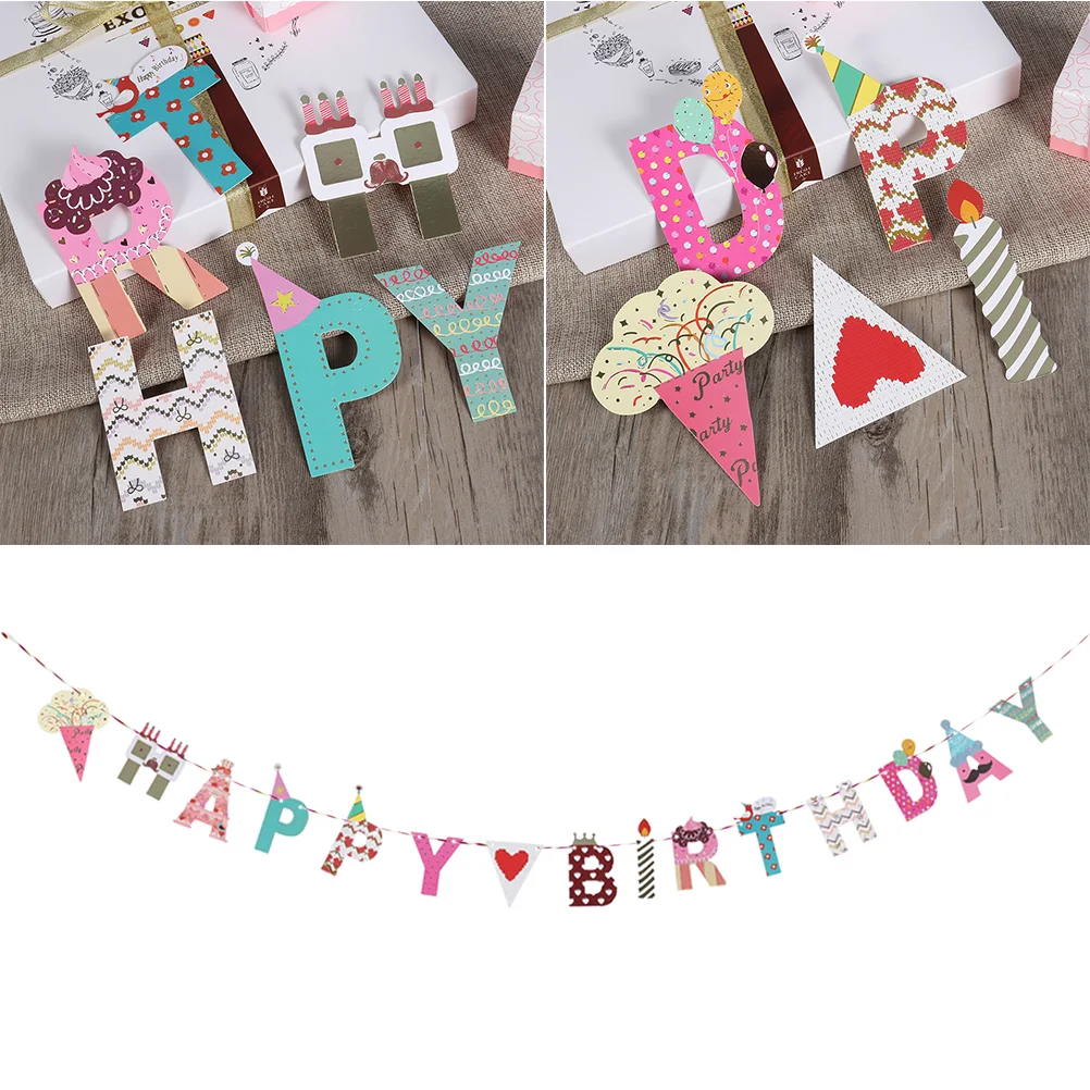 

2 Pcs Garland Decor Birthday Decoration Banner The 2pcs Bunting Party Banners Baby