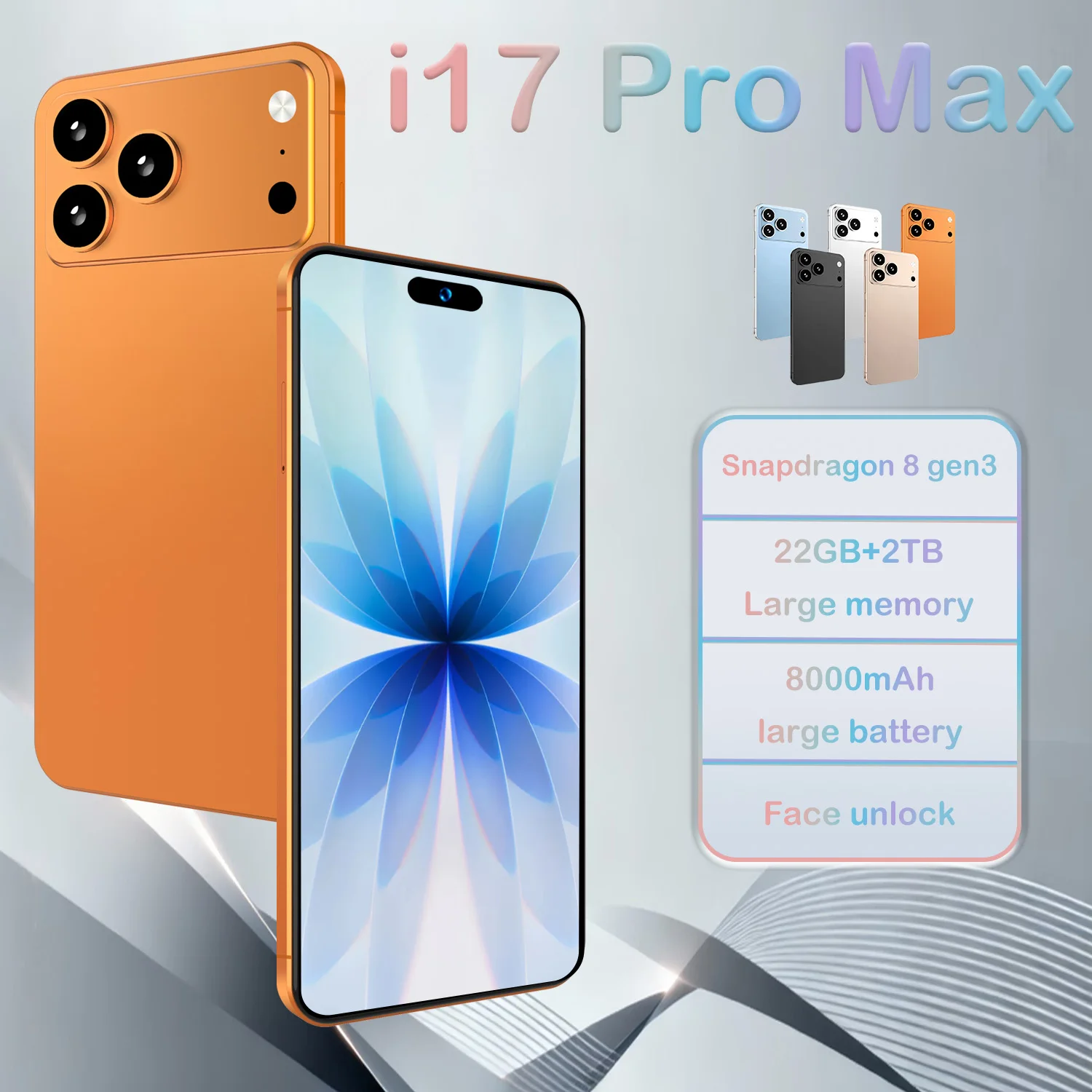 Фото Глобальная версия 2026 I17 Promax Pro 4G 5G с двумя SIM-картами и двойным режимом ожидания, оригинальный, интеллектуальный, 7.3 дюйма, аккумулятор 8000 мАч, новинка №1