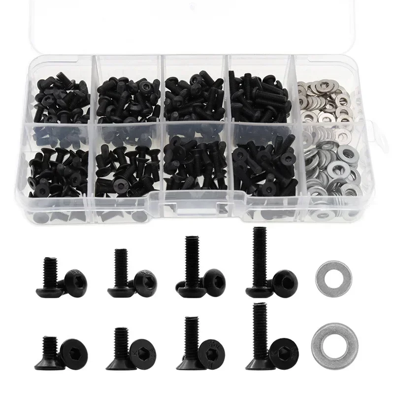 1/10 RC Car Screw Kit Repair Tool M3 M4 Bolts Washers Hardware Fasteners Hexagon Wrench for Traxxas Axial Redcat HSP Cars