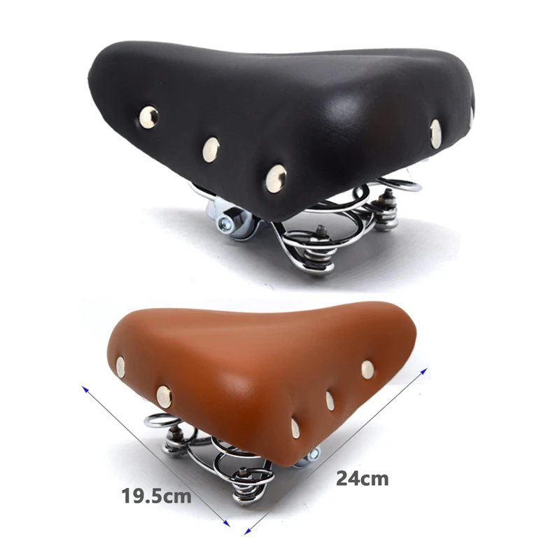 

Vintage Bicycle Cushion Retro Seat Commuter Bike Seat Pu Saddle Soft Damping Electroplated Spring Rivet Comfortable Seat