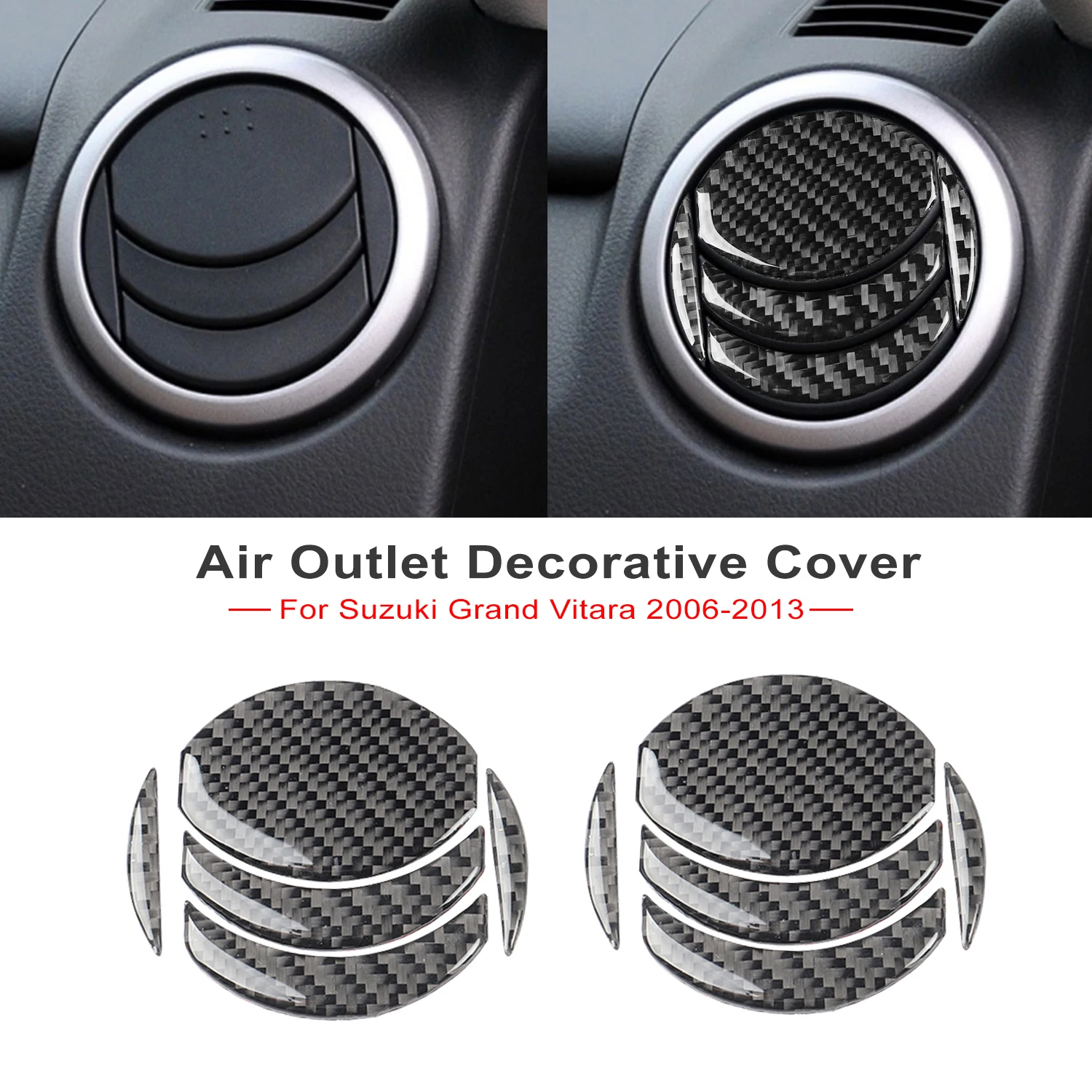 

Для Suzuki Grand Vitara 2006-2013 приборная панель из углеродного волокна, обе стороны воздуховыпускного отверстия, декоративная крышка, аксессуары для салона автомобиля, наклейка